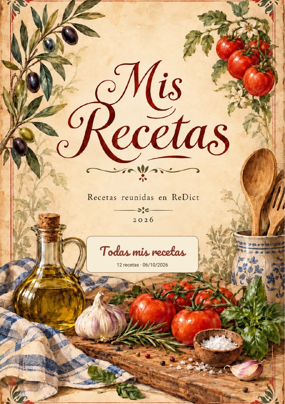 Portada del recetario PDF generado por ReDict